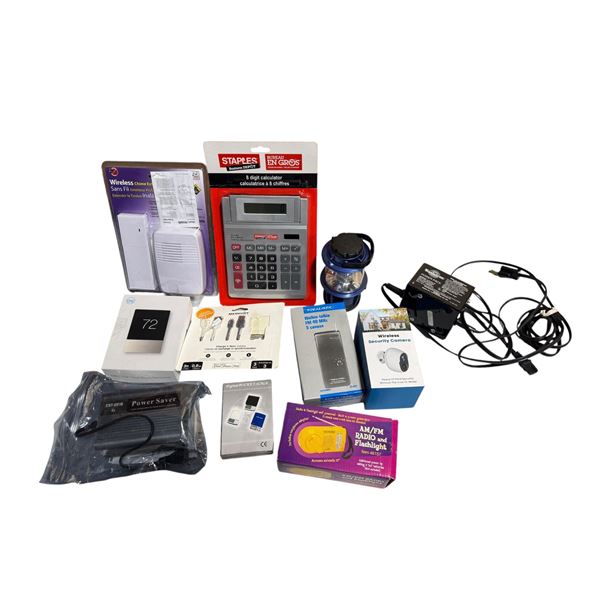 Assorted Electronics : Calculator, Lantern, Scale, Wireless Camera, & More