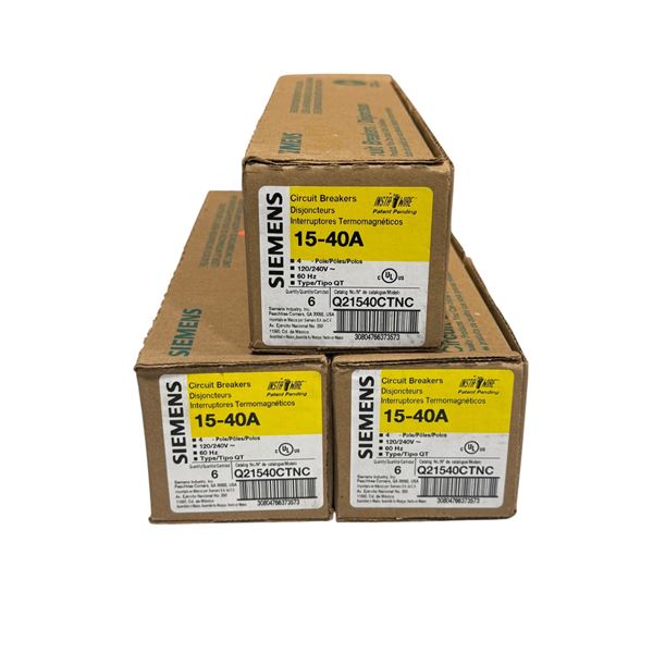3 New Siemens Circuit Breakers 15-40A
