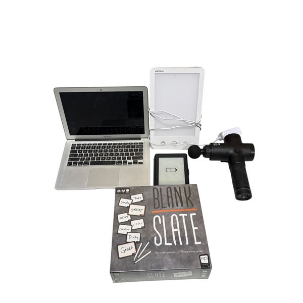 Apple Laptop, Blank Slate Game, Massage Gun, E-Reader, & More