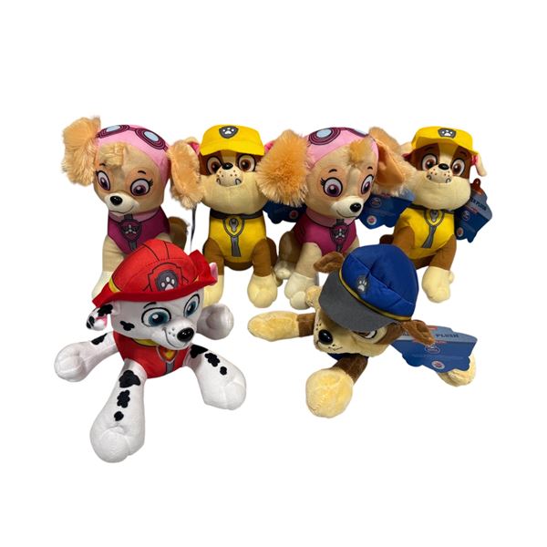6 New Paw Patrol Plush Dolls