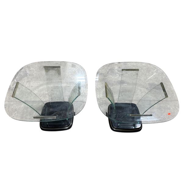 2 Modern Glass Top Side Tables