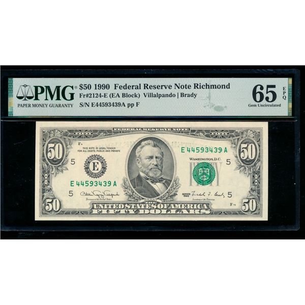 1990 $50 Richmond FRN PMG 65EPQ