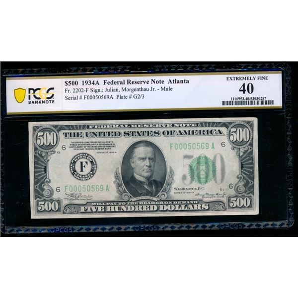 1934A $500 Atlanta FRN PCGS 40