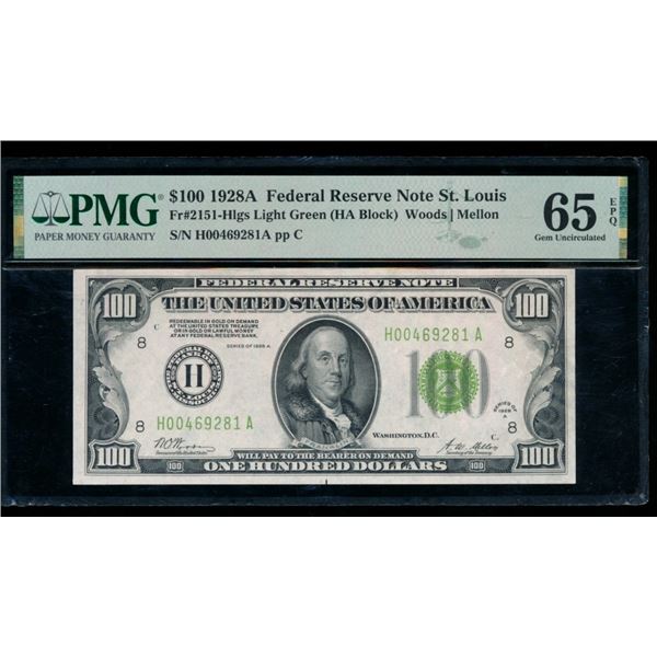 1928A $100 St Louis FRN PMG 65EPQ