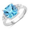 Image 1 : Plated Rhodium 3.40ct Swiss Blue Topaz and Lab Diamond Ring