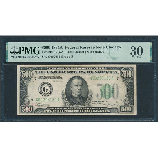 1934A $500 Chicago FRN PMG 30