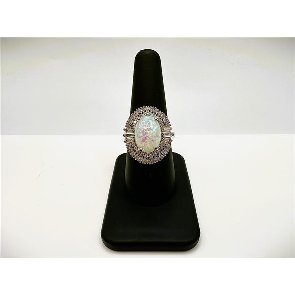 Amazing 6.5 Ct Simulated Color Play Rainbow Opal Ring