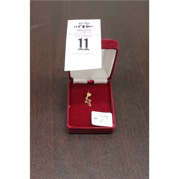 14K  YG  Cross Earring - .4G