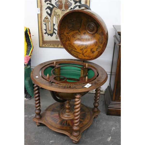 Ornate Pedestal Globe Bar