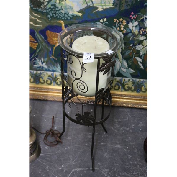 Ornate Leaf Motif  30"  Candle Pedestal