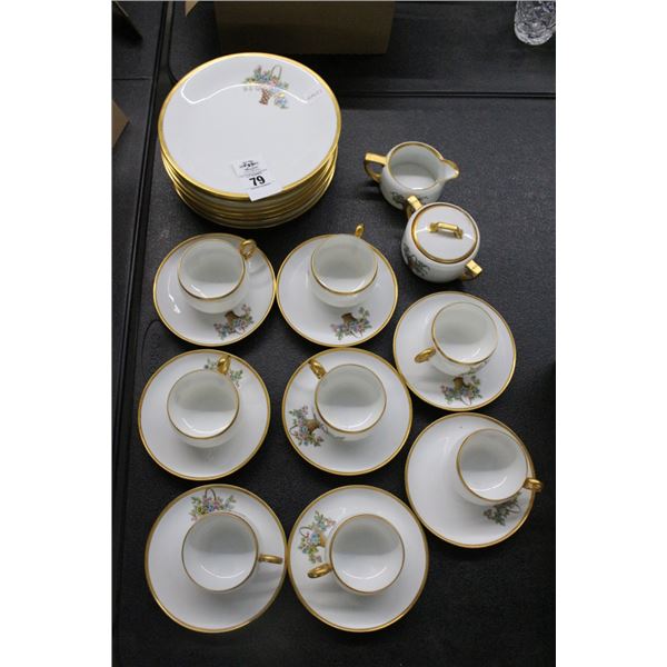 Gold Rimmed Floral China Dishes/Cups/Saucers