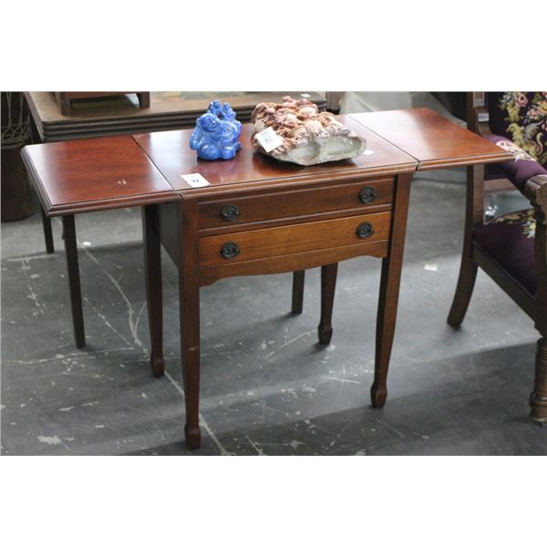 Mahogany Drop Leaf Small 2 Drawer Table