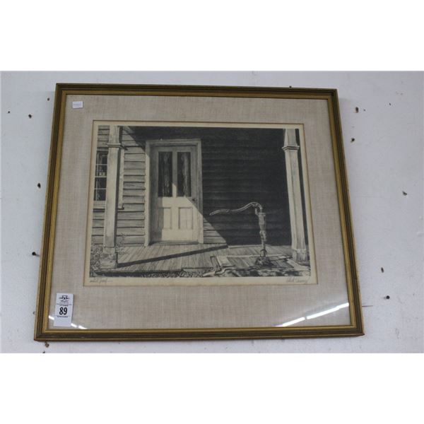 Framed Front Porch Sketch Signed Sarsony - 20"  X  24"