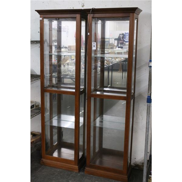 Cherry  6'  Slim Curio Cabinets - Pair