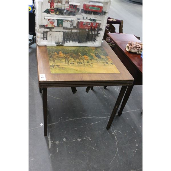 Equestrian Motif Vintage Card Table