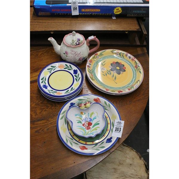 Floral Dishes, Religious Floral Teapot