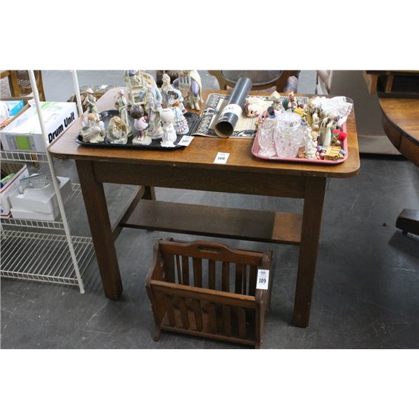Tiger Oak Table w/Drawer