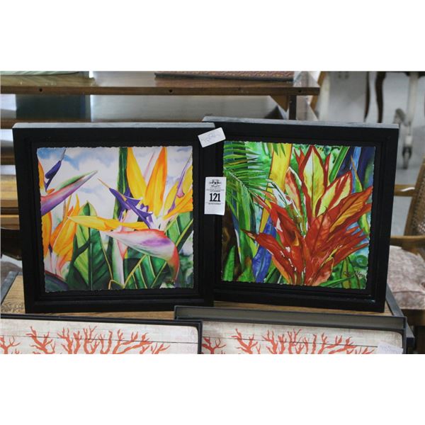 Framed Floral Artwork - Pair