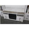 Image 3 : Whitewashed Distressed 4 Pc. Entertainment Center w/Fireplace Insert
