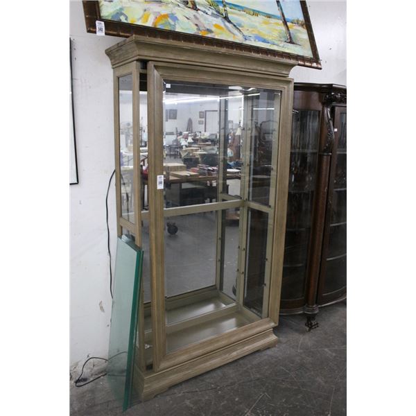 Brown Trim Full Vision Slide Door Curio