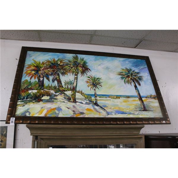 Framed Oil On Canvas Beach Scene Artist Signed - 40"  X 6'