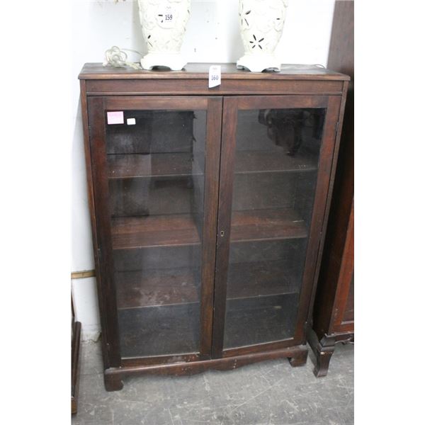 Mahogany Footed Glass Door Bookcase