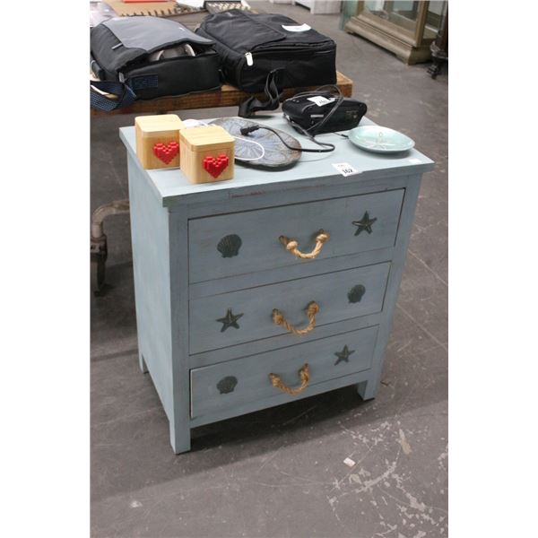 Blue Painted Nautical Motif 3 Drawer Chest
