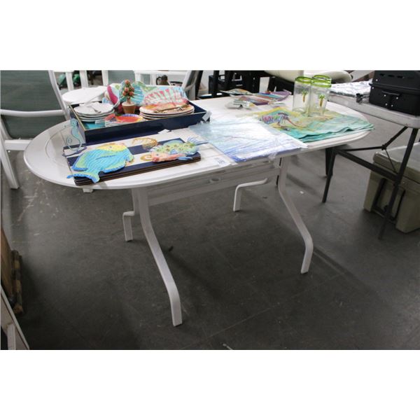 Molded Plastic White Oval Patio Dining Table