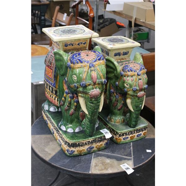 Cast Glazed Elephant Pedestals  24"/30"  - 2 Pc.