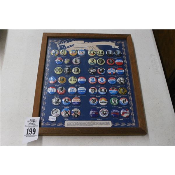 Framed Collector Presidential Campaign Pins