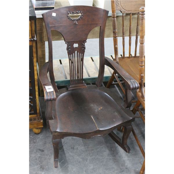 Mahogany Antique Rocker w/Harp Back