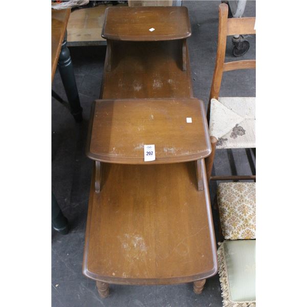 Haywood Wakefield Style Maple 2 Tier End Tables - Pair - Need Refinishing