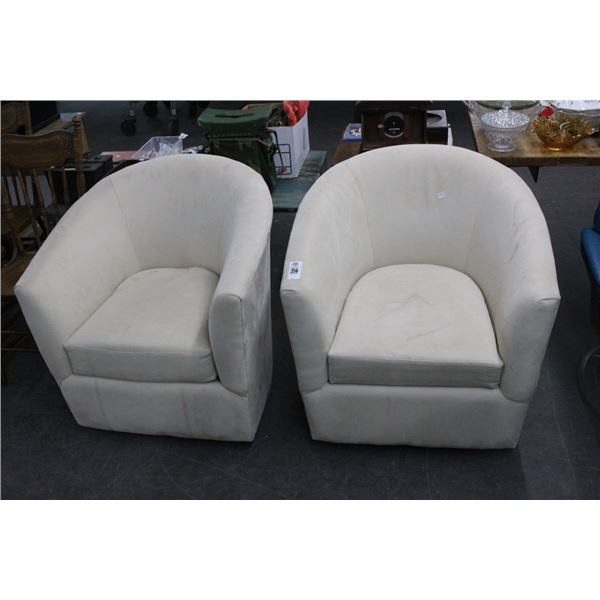 Bone Cloth Swivel Easy Chairs - Pair