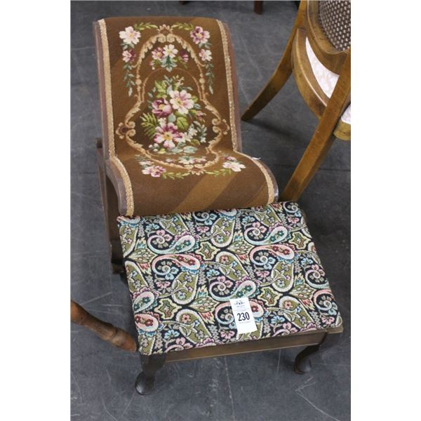 Mahogany Needlepoint Footstools - 2