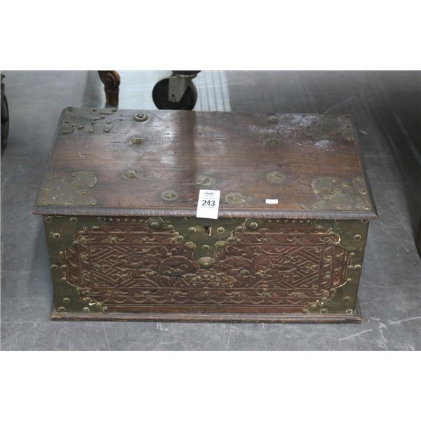 Brass Trim Carved Ornate Trunk