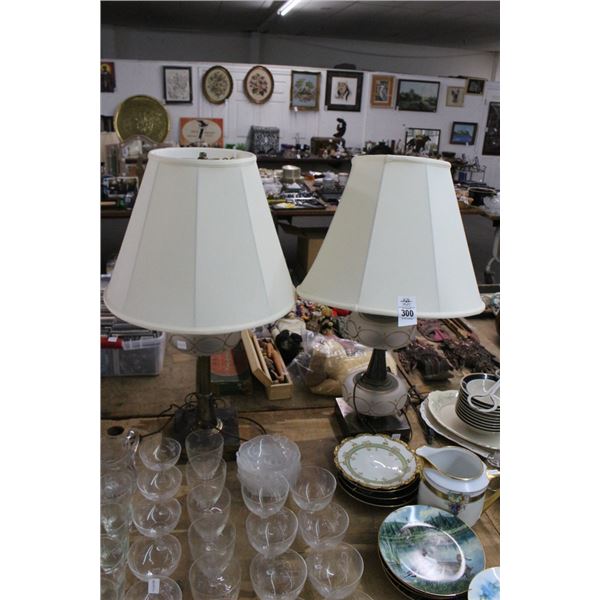 Vintage Glass Lamps - Pair