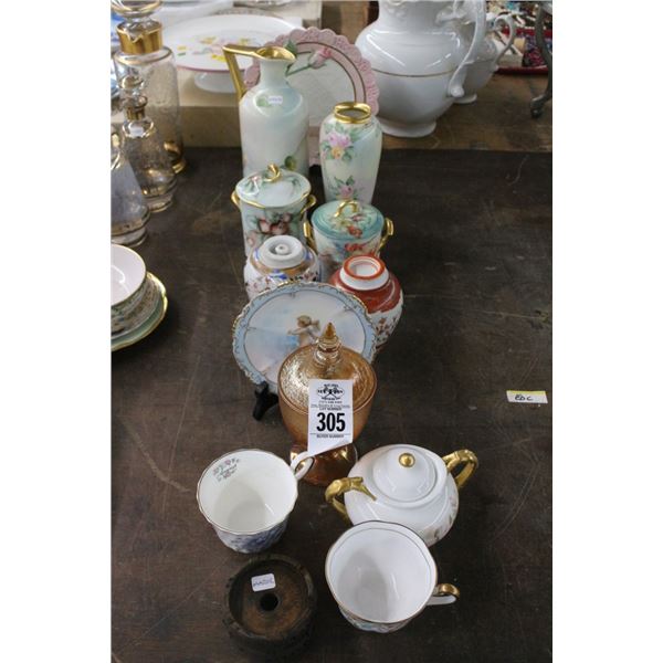 Floral Trim China, Vases, Jars, Tea Cups, Carnival Glass, Tableware, Décor