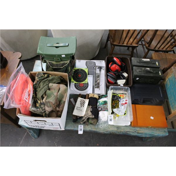 Gun Cleaning Accessories, Pistol Carrier, Ammo Boxes, Headphones, Camo/Safety Gear