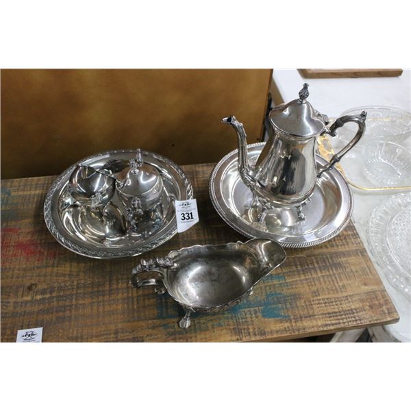 Silverplate Pitcher, Serving Trays, Accessories