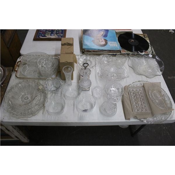 Asst. Pressed/Crystal Trays/Bowls/Glassware