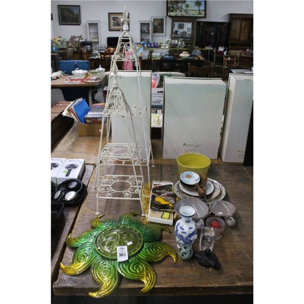 Metal 3 Tier Displays, Elephant Bowls, Wall Art, Collector Dishes, Knife Sharpener