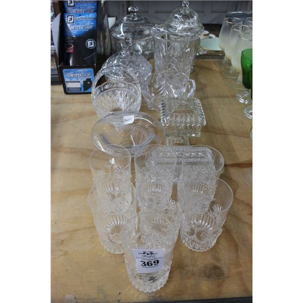 Pressed Crystal Bowls, Baskets, Glassware, More