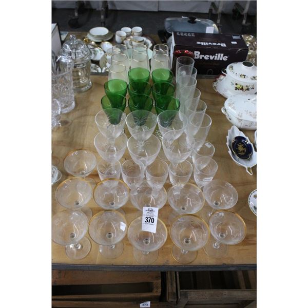 Etched/Green Glass Stemware
