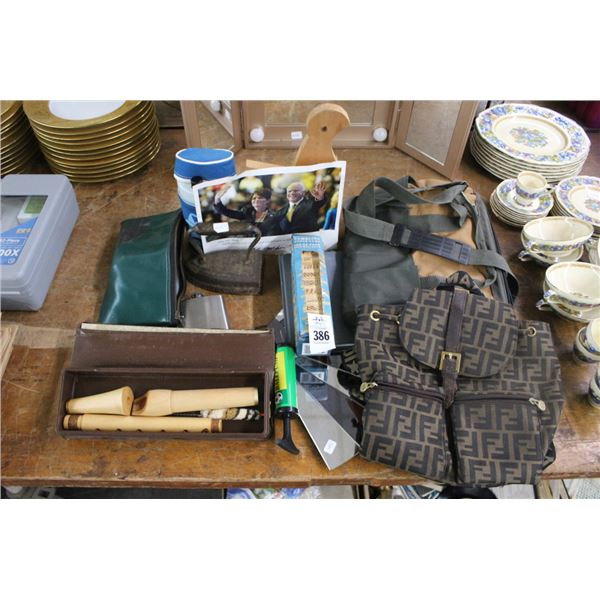 Sad Iron, Flask, Flute, Backpacks, Magnifiers, Wood Carving