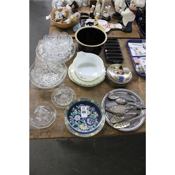 Pressed Glass Bowls, Cast Cornbread Trays, Asst. Collector Dishes, Tableware