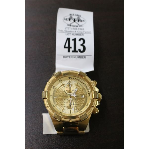 Invicta Large Face Men's Gold Dive Style Watch