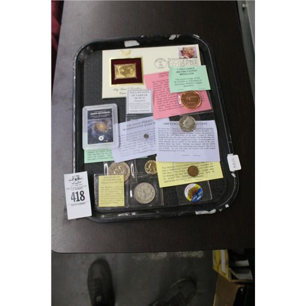 Troy Ounce Medallion, First Day Issue Gold Stamp, Space Meorite, Asst. Collector Coins