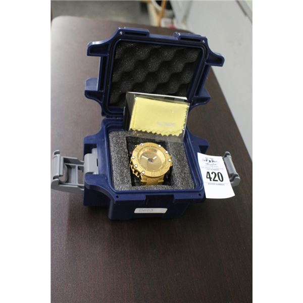 Invicta Large Faced Dive Style Gold Watch w/Case