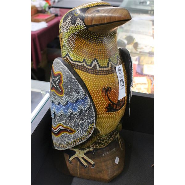 Ornately Painted Wooden Eagle Statuary Signed Raymond