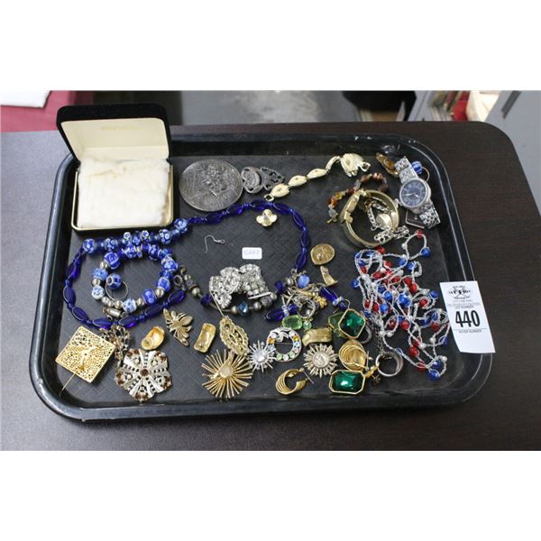 Asst. Fashion Jewelry, Necklaces, Earrings, Pins, Anne Kline Watch